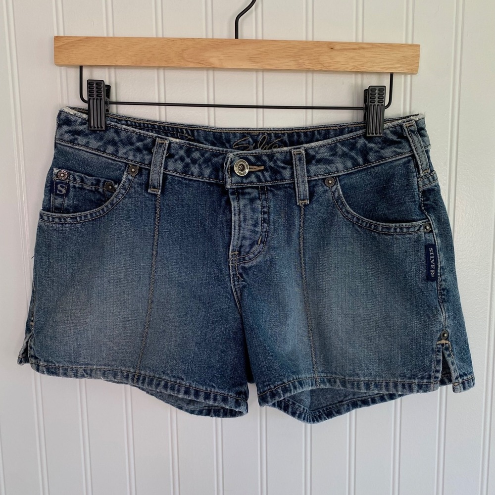 Silver Jeans Y2K Micro Mini Denim Shorts Size 27 Booty Low Rise Indie Sleaze